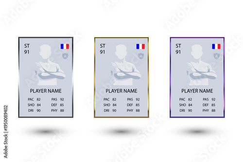 Football Player Card Template Set with Stats Striker Goalkeeper and Midfielder