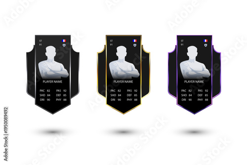 Football Player Card Template Set with Stats Striker Goalkeeper and Midfielder
