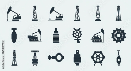 Oil and Gas Industry Icons - A Collection of Energy Production Symbols.