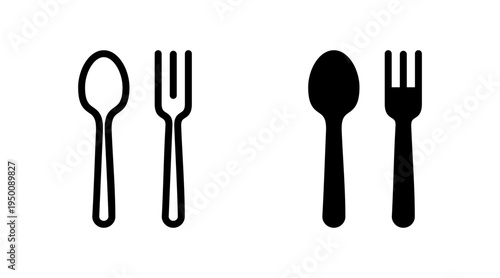 spoon and fork icon set vector. spoon, fork and knife icon vector. restaurant sign and symbol
