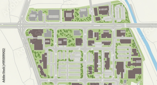 Aerial View of Urban Planning and Building Layout.