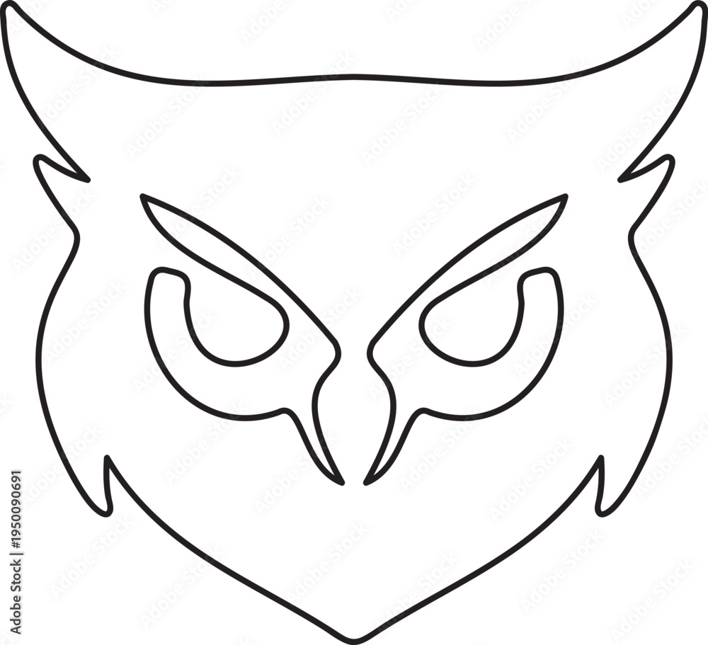 Obraz premium Owl face outline vector icon