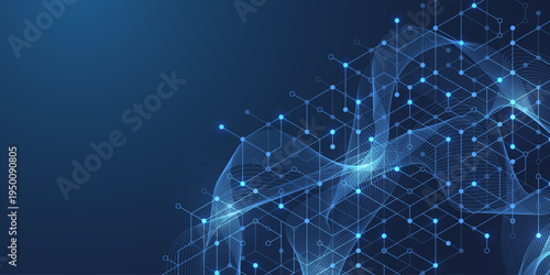 Abstract digital blockchain cube blocks concept. 3D big data cubes quantum computer technology idea. Artificial intelligence data core cubes design element