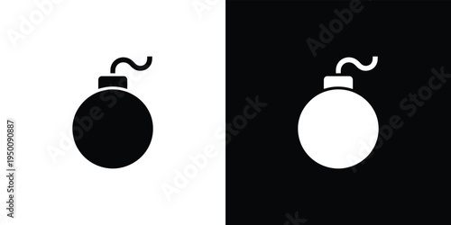 Black and white bomb with smoke symbol warning danger explosion