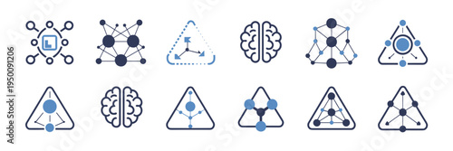 Machine learning concept icons – Perfect for tech-forward branding, neural pathway diagrams, or AI research papers.