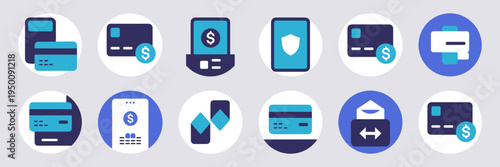 Secure fintech mobile payment icons – Perfect for banking apps, digital finance, or online security features.