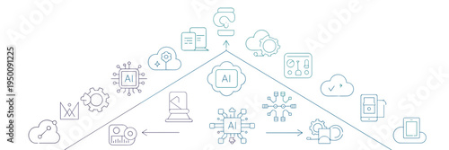 Business transformation journey icon set – Suitable for digital growth mapping, technology integration, or consulting materials.