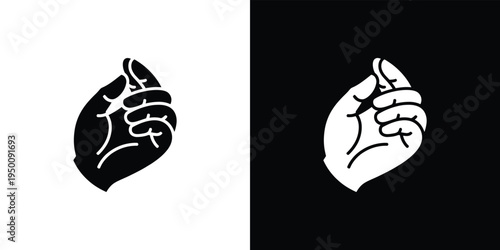 Black and white of a clenched fist hand symbol gesture