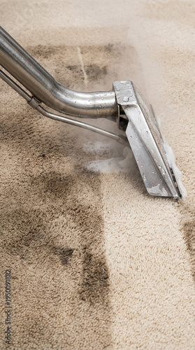 A carpet cleaner is being used to clean a carpet