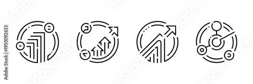 Strategic vision circle icon set – Suitable for corporate expansion, future mapping, or business coaching.