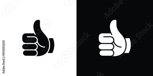 Black and white thumbs up hand on split background hand black and white approval agreement