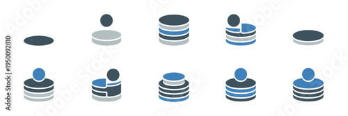 Corporate expansion stacking ring icons – Great for growth strategy.