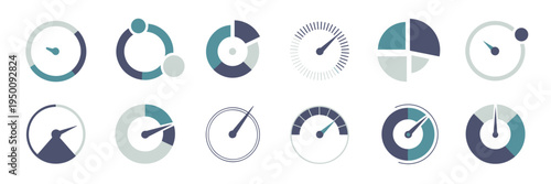 Circular data visualization icons – Suitable for metric tracking.