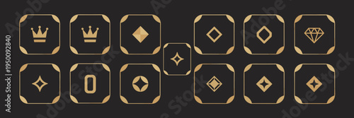 Elegant gold geometric icons – Suitable for luxury brand identity.