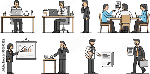 Diverse professionals collaborate and work in office settings (1)