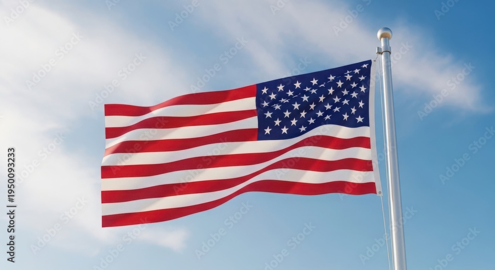 Fototapeta premium The american flag waving in the wind