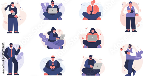 Diverse individuals engaged in various activities, working, and enjoying leisure time