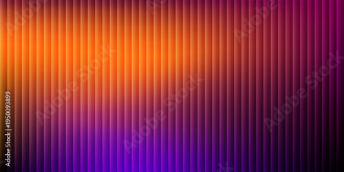 Glass effect colorful orange gradient striped vector holographic background. Abstract creative bright ribbed textured backdrop for presentations, banners