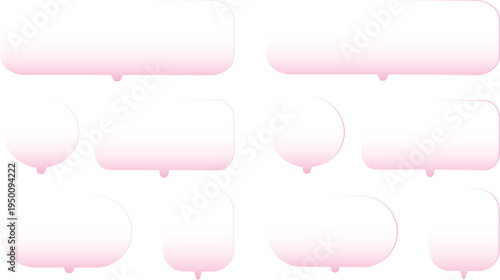Set of Modern Speech Bubbles with Cyan to pink Gradient on white Background