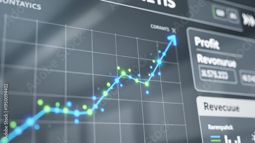 Video of business growth chart with upward graph animation, clean financial interface, corporate analytics dashboard, profit increase concept and modern fintech presentation background.