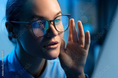 Beautiful female trader wit...