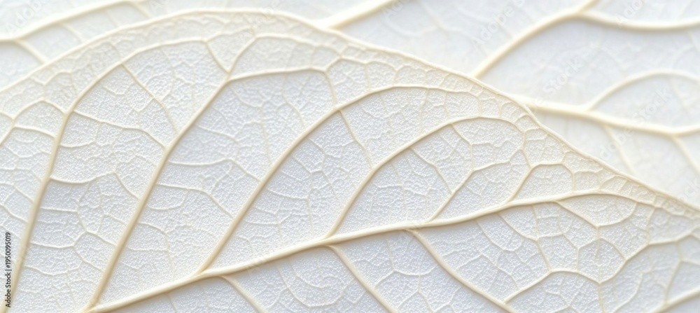 Ethereal White Leaf Veins on Soft Beige Background Captivating Natural Elegance in Macro Detail
