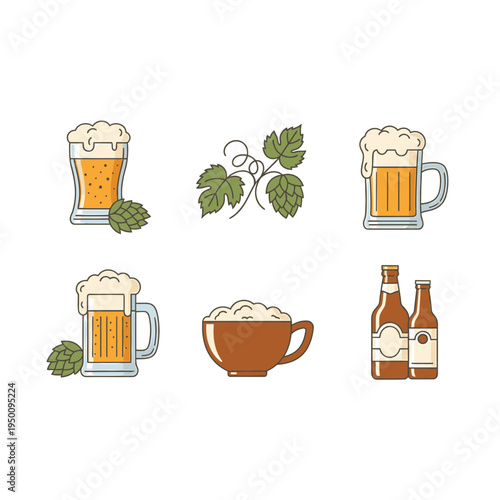Beer Icons Vector Set vector illustration