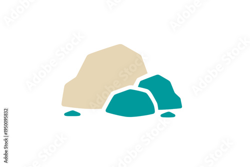 A minimalist vector illustration of a collection of stylized rocks