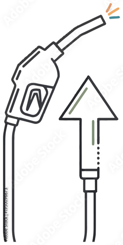 Gasoline price growth symbol with upward trend.
