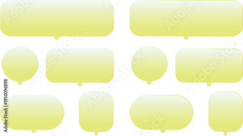 Set of Modern Speech Bubbles with Cyan to green Gradient on white Background