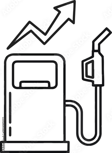 Fuel price increase concept showing a gas pump with an upward arrow indicating rising costs.
