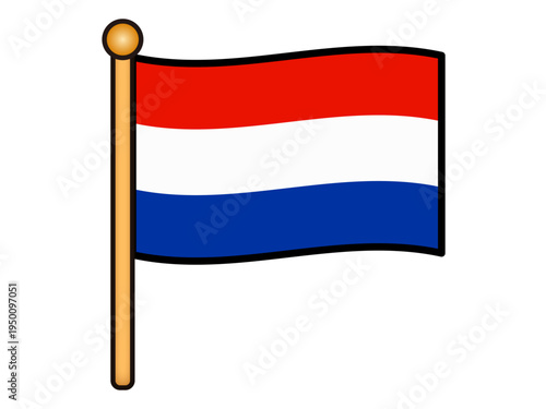 	なびくオランダの国旗のイラスト素材2