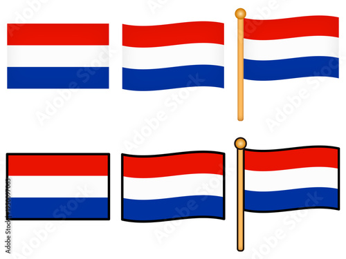 オランダの国旗のイラスト素材セット