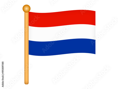 	なびくオランダの国旗のイラスト素材