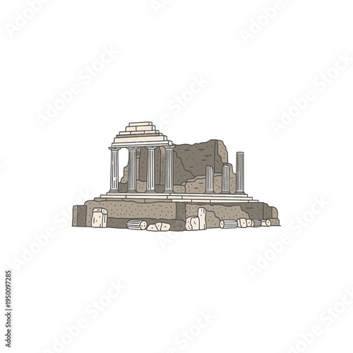 Ruins of the Temple of Vesta in Rome vector illustration