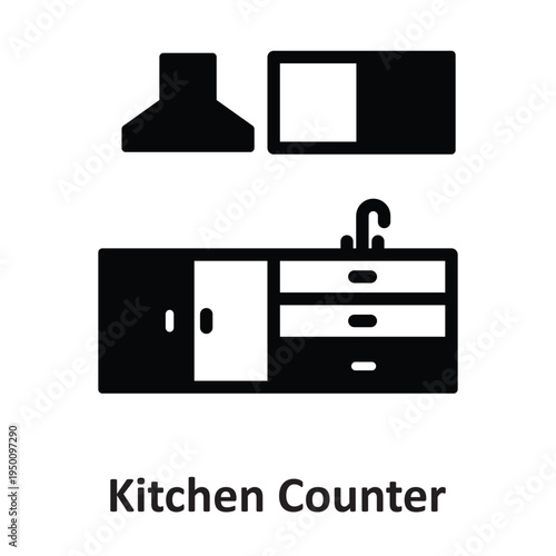 Kitchen Counter Vector icon which can easily modify or edit