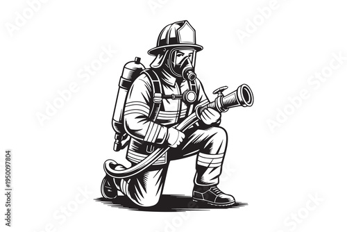 Firefighter illustration Vector