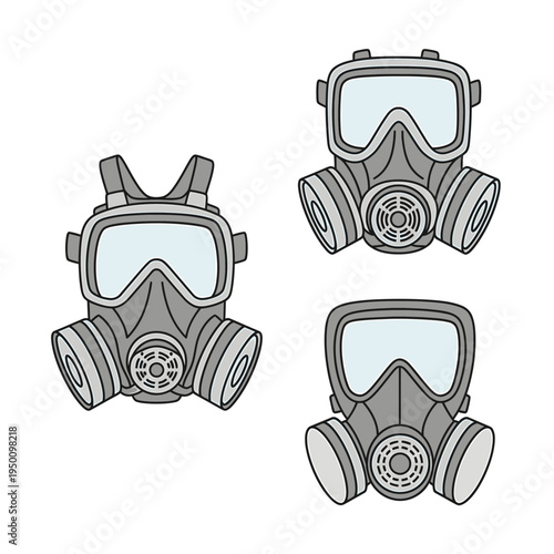 Gas Mask Vector Set vector illustration