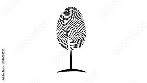 fingerprint tree, black isolated silhouette