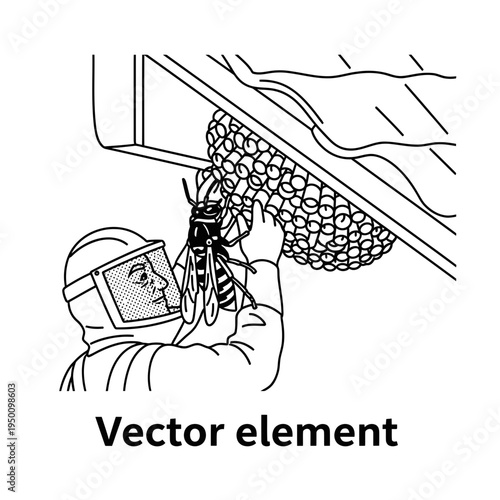 Wasp Nest Removal Line Art vector illustration