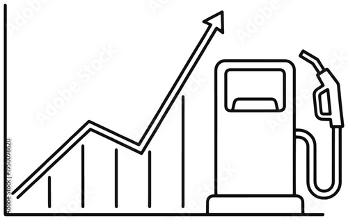The concept of rising fuel prices with a gas pump and an upward-trending graph showing cost increase.