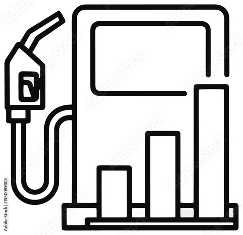 Petrol price increase icon with growth arrow.