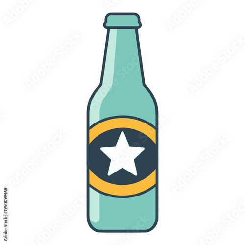 Beer Bottle With Star Label Vector Icon