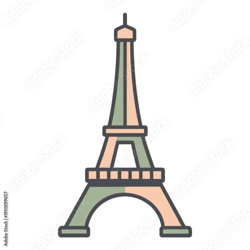 Eiffel Tower Outline Flat Icon