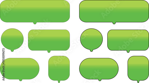 Set of Modern Speech Bubbles with Cyan to green Gradient on white Background