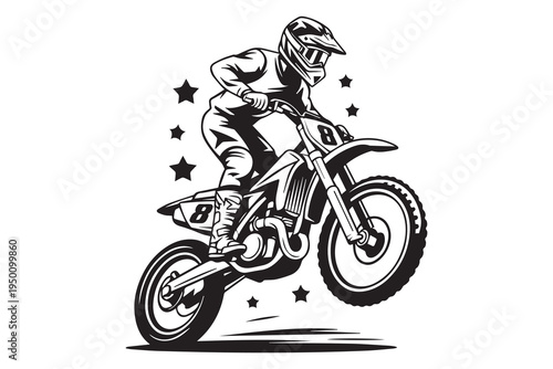 Motocross Rider Jumping Dirt Bike illustration Vector