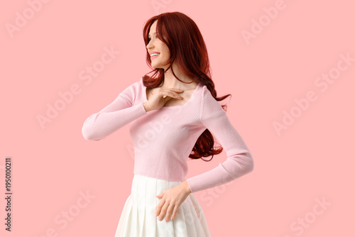 Beautiful young woman in re...