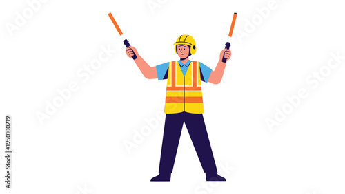Traffic Controller at Work: A diligent traffic controller stands ready with glowing wands, directing the flow of vehicles with precision and care, ensuring smooth and safe passage for all.