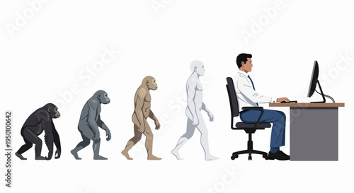 Evolution of humans from apes to modern office worker