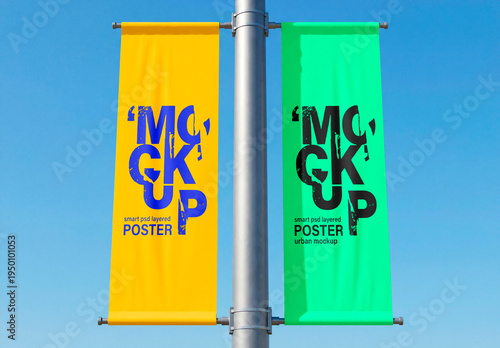 Street Pole Banner Mockup